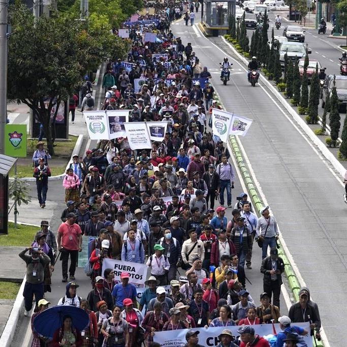 Indigenous supporters march to defend Guatemala's president-elect amid vote fraud allegations